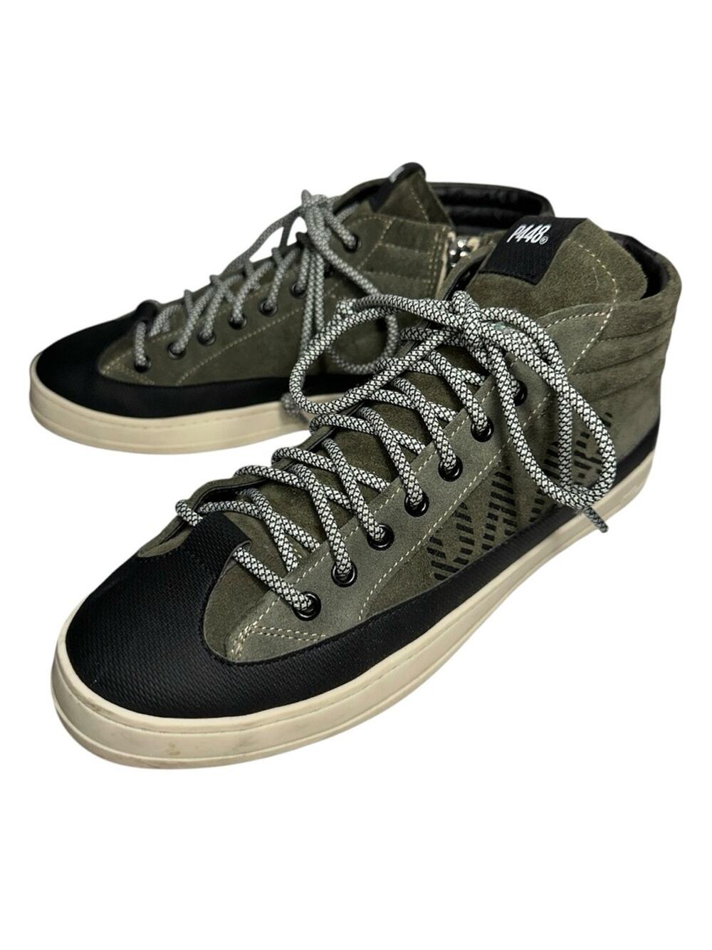 P448 Men’s Size 42 8.5 Olive Green Black  Cream Skate Muski High Top Sneaker